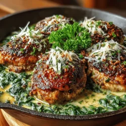 - 4 boneless, skinless chicken breasts - 2 tablespoons olive oil - 4 cloves garlic, minced - 1 teaspoon Italian herbs (such as oregano and basil) - 1 cup chicken broth - 1 cup heavy whipping cream - 2 cups fresh spinach - 1/2 cup grated Parmesan cheese - 1 tablespoon lemon juice - Fresh parsley, chopped (for garnish)