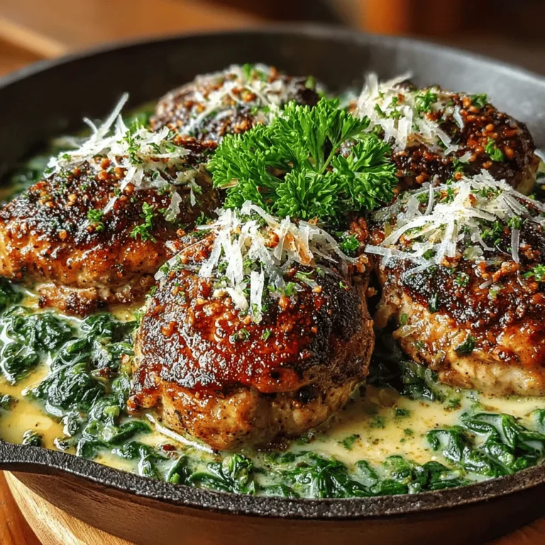 - 4 boneless, skinless chicken breasts - 2 tablespoons olive oil - 4 cloves garlic, minced - 1 teaspoon Italian herbs (such as oregano and basil) - 1 cup chicken broth - 1 cup heavy whipping cream - 2 cups fresh spinach - 1/2 cup grated Parmesan cheese - 1 tablespoon lemon juice - Fresh parsley, chopped (for garnish)