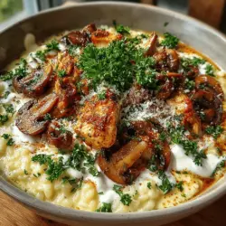 Decadent Creamy Mushroom and Chicken Risotto