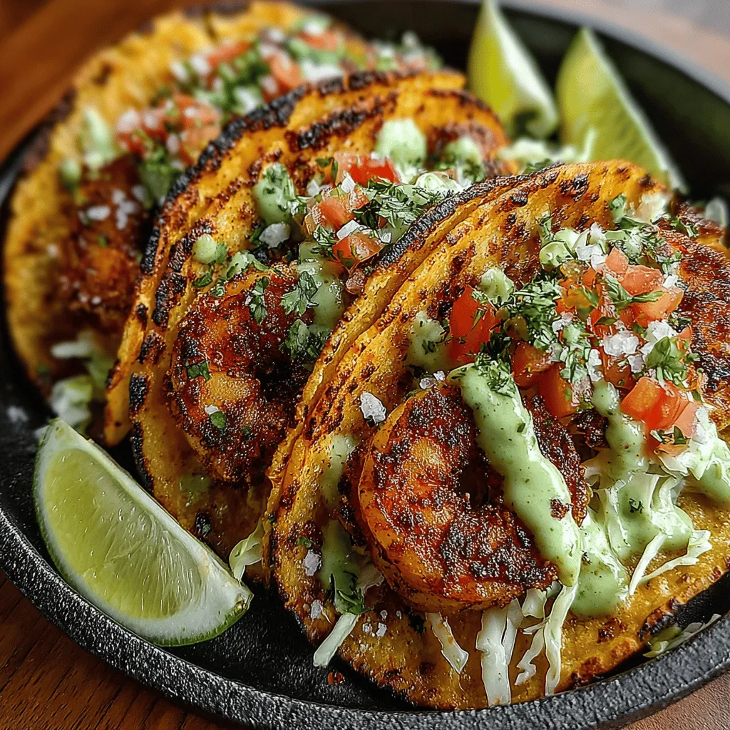 - 1 pound large shrimp, peeled and deveined - 1 tablespoon olive oil - 1 teaspoon smoked paprika - 1 teaspoon cumin - 1 teaspoon garlic powder - Salt and pepper, to taste - 8 small corn or flour tortillas - 1 cup shredded cabbage - 1 cup diced tomatoes - 1/2 cup radishes, thinly sliced - Fresh cilantro, for garnish (optional)