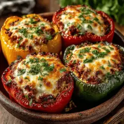 Savory Cheesy Turkey and Quinoa Stuffed Peppers