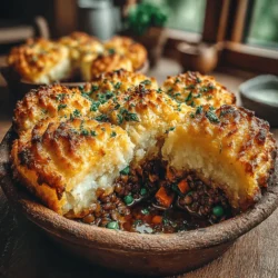 To create a delicious filling for your Hearty Lentil and Potato Shepherd’s Pie, start by sautéing the onion, garlic, and carrots in a large skillet over medium heat. Use a tablespoon of olive oil to coat the bottom of the pan, which will help to enhance the flavors of the vegetables. Sauté the onions until they are translucent, about 5 minutes. This step is crucial as it builds the base flavor for the dish. Next, add the minced garlic and diced carrots; cook for an additional 3-4 minutes, stirring frequently to prevent burning. The goal is to soften the vegetables while allowing their natural sweetness to emerge.