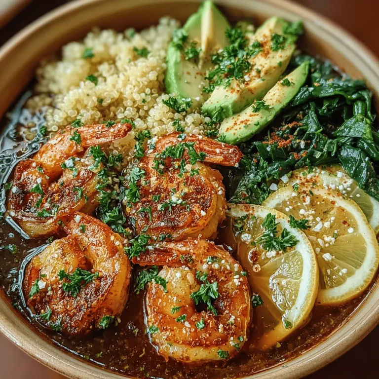 Zesty Lemon Garlic Shrimp & Quinoa Bowls are a vibrant and nutritious dish that combines the succulent flavors of shrimp with the wholesome goodness of quinoa. This recipe is perfect for those who appreciate light, healthy meals that can be prepared in a flash, making it an ideal choice for busy weeknights or meal prepping for the week ahead. With its refreshing lemony zing and savory garlic notes, this dish caters to a variety of dietary preferences, appealing to both seafood lovers and health-conscious eaters alike. At the heart of this recipe are its main ingredients: quinoa, shrimp, garlic, and lemon, each contributing to a delightful balance of flavor and nutrition.