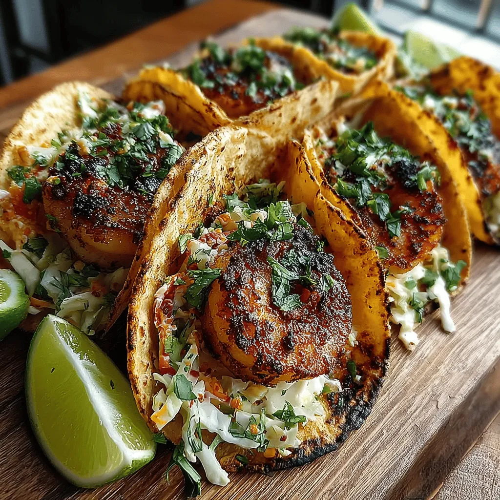 - 1 pound large shrimp, peeled and deveined - 2 tablespoons olive oil - 1 teaspoon smoked paprika - 1/2 teaspoon cayenne pepper (adjust to taste) - 1 teaspoon garlic powder - Juice of 2 limes - Salt and pepper to taste - 8 small corn or flour tortillas - 2 cups green cabbage, finely shredded - 1/2 cup fresh cilantro, chopped - 1/4 cup mayonnaise - 1 tablespoon lime juice - 1 teaspoon honey or agave syrup - Optional toppings: avocado slices, radish, and extra lime wedges