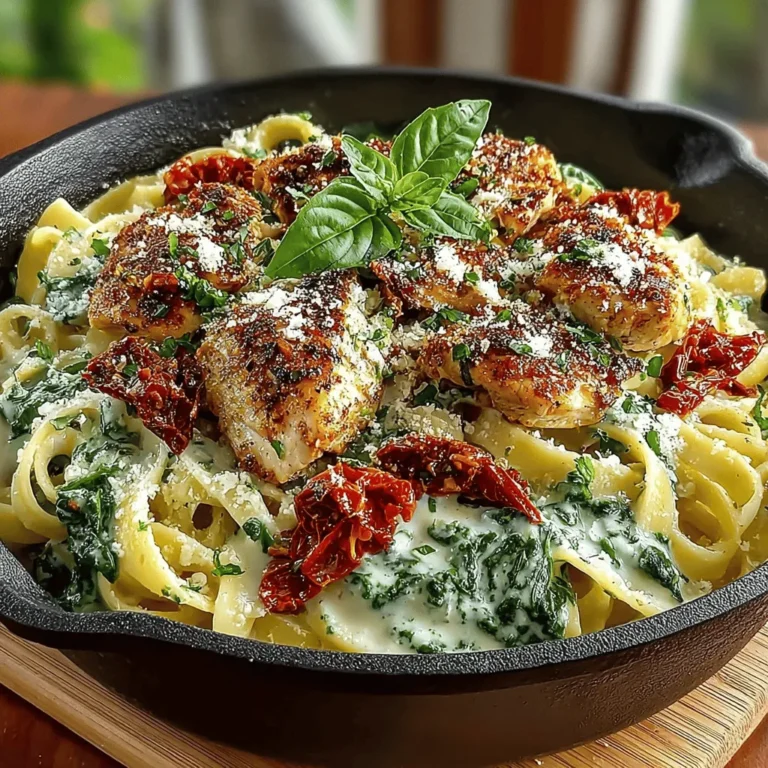 Creamy Chicken and Spinach Pasta Skillet is a comforting, easy-to-make dish that brings together the rich flavors of tender chicken, fresh spinach, and a luscious cream sauce. Perfect for busy weeknights, this one-pot meal allows you to enjoy a hearty dinner without the hassle of multiple pots and pans. The combination of protein, vegetables, and creamy goodness not only satisfies your taste buds but also gives you a well-rounded meal that is both nutritious and delicious.