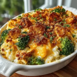 - 2 cups cooked chicken, shredded - 3 cups fresh broccoli florets - 1 cup long-grain white rice, uncooked - 2 cups sharp cheddar cheese, shredded - 1 can (10.5 oz) cream of chicken soup - 1 cup sour cream - 1 teaspoon garlic powder - 1 teaspoon onion powder - 1 teaspoon paprika - Salt and pepper to taste - Optional: 1 cup breadcrumbs and 2 tablespoons butter for topping