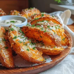 Crispy potato wedges are a beloved comfort food that can elevate any meal or serve as a delightful snack. Their golden-brown exterior, paired with a fluffy interior, creates a satisfying bite that appeals to both kids and adults alike. The combination of garlic and Parmesan adds an irresistible depth of flavor, making these wedges truly special.
