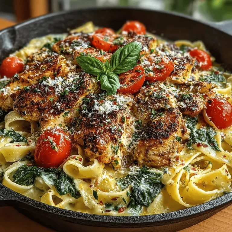 - 2 boneless, skinless chicken breasts - 8 ounces fettuccine or penne pasta - 2 cups fresh spinach, washed and chopped - 1 cup heavy cream - 1 cup chicken broth - 1 cup cherry tomatoes, halved - 1 medium onion, diced - 3 cloves garlic, minced - 1 tablespoon olive oil - 1 teaspoon Italian seasoning - Salt and pepper to taste - Fresh parsley for garnish (optional)