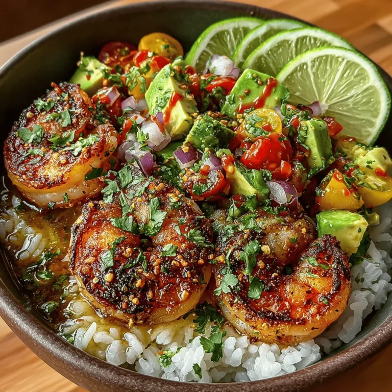 The Bright Shrimp and Avocado Rice Bowl is a vibrant and healthy meal that combines the delightful flavors of shrimp, creamy avocado, and fresh vegetables over a bed of fluffy jasmine rice. This dish is not only visually appealing but also packed with nutrients, making it a perfect choice for a quick lunch or dinner. The freshness of the ingredients offers a refreshing taste while providing essential vitamins and minerals, catering to health-conscious eaters. Additionally, this recipe is versatile and easy to prepare, making it ideal for those with busy lifestyles who still want to enjoy a wholesome home-cooked meal.