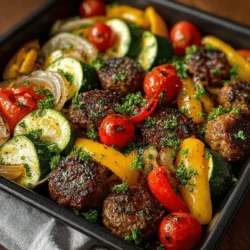 - 1 pound Italian sausage (mild or spicy) - 2 bell peppers, sliced (any color) - 1 red onion, sliced - 1 zucchini, sliced - 1 cup cherry tomatoes, halved - 4 cloves garlic, minced - 2 tablespoons olive oil - 1 teaspoon dried oregano - 1 teaspoon dried basil - Salt and pepper, to taste - Fresh parsley, for garnish (optional)