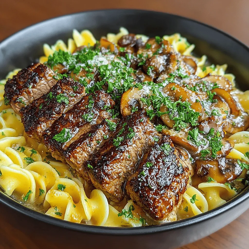 - 1 pound beef sirloin, sliced into thin strips - 2 tablespoons extra virgin olive oil - 1 medium onion, finely chopped - 2 cloves garlic, minced - 8 ounces mushrooms, sliced (cremini or button mushrooms work well) - 2 tablespoons Worcestershire sauce - 1 cup low-sodium beef broth - 1 cup sour cream - 1 tablespoon Dijon mustard - 8 ounces egg noodles - Fresh parsley, chopped (for garnish)