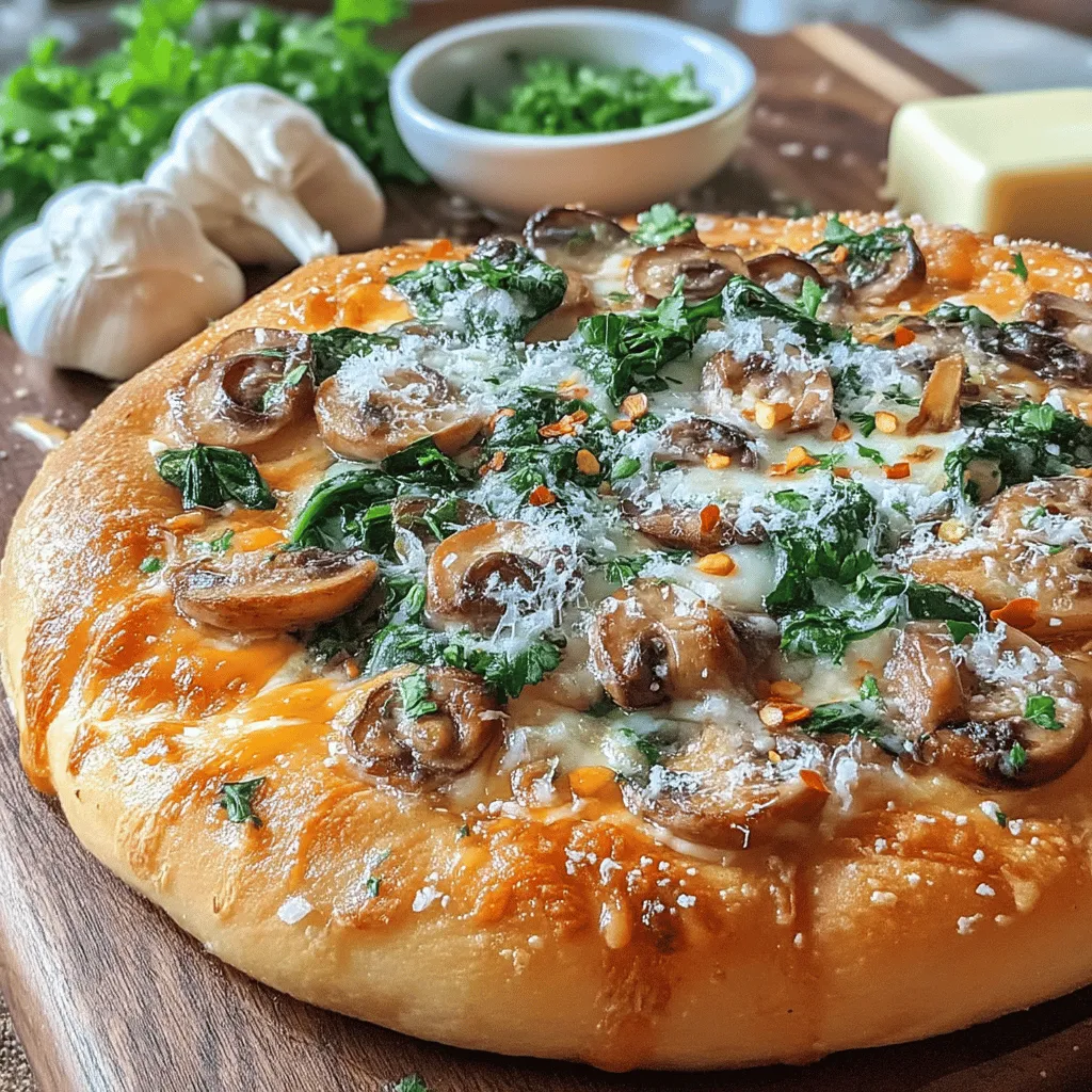 If you're a pizza lover looking to elevate your usual pie, this Garlic Butter Mushroom and Spinach Pizza is the perfect choice. The rich, aromatic garlic butter creates a luscious base that perfectly complements the earthy flavors of mushrooms and the freshness of spinach. This dish brings together an irresistible combination of ingredients that not only tantalize your taste buds but also offer a delightful visual appeal.