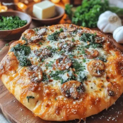 If you're a pizza lover looking to elevate your usual pie, this Garlic Butter Mushroom and Spinach Pizza is the perfect choice. The rich, aromatic garlic butter creates a luscious base that perfectly complements the earthy flavors of mushrooms and the freshness of spinach. This dish brings together an irresistible combination of ingredients that not only tantalize your taste buds but also offer a delightful visual appeal.