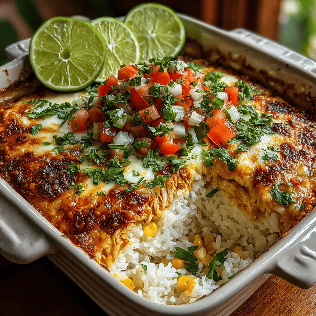- 2 cups cooked white rice - 2 cups shredded chicken breast - 1 can (15 oz) black beans, rinsed and drained - 1 cup corn (frozen or canned) - 1 can (10 oz) diced tomatoes with green chilies - 1 cup salsa - 1 teaspoon chili powder - 1 teaspoon cumin - 1/2 teaspoon garlic powder - 1/2 teaspoon onion powder - 1 cup shredded sharp cheddar cheese - 1 cup shredded Monterey Jack cheese - Salt and pepper to taste - Fresh cilantro, for garnish (optional)