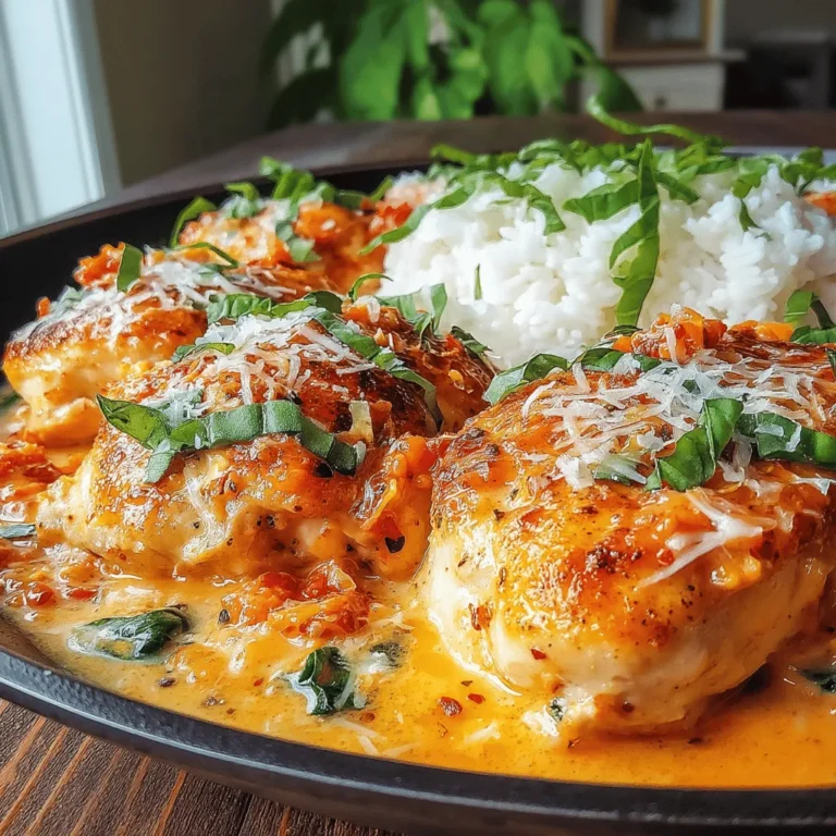 Skillet Tuscan Sun-Dried Tomato Chicken is a delightful dish that transports you to the sun-soaked hills of Tuscany with every bite. This recipe showcases the rustic flavors of Italian cuisine, featuring tender chicken simmered in a creamy sauce infused with sun-dried tomatoes and fresh spinach. The combination of these ingredients creates a vibrant and satisfying meal that is both comforting and full of character.